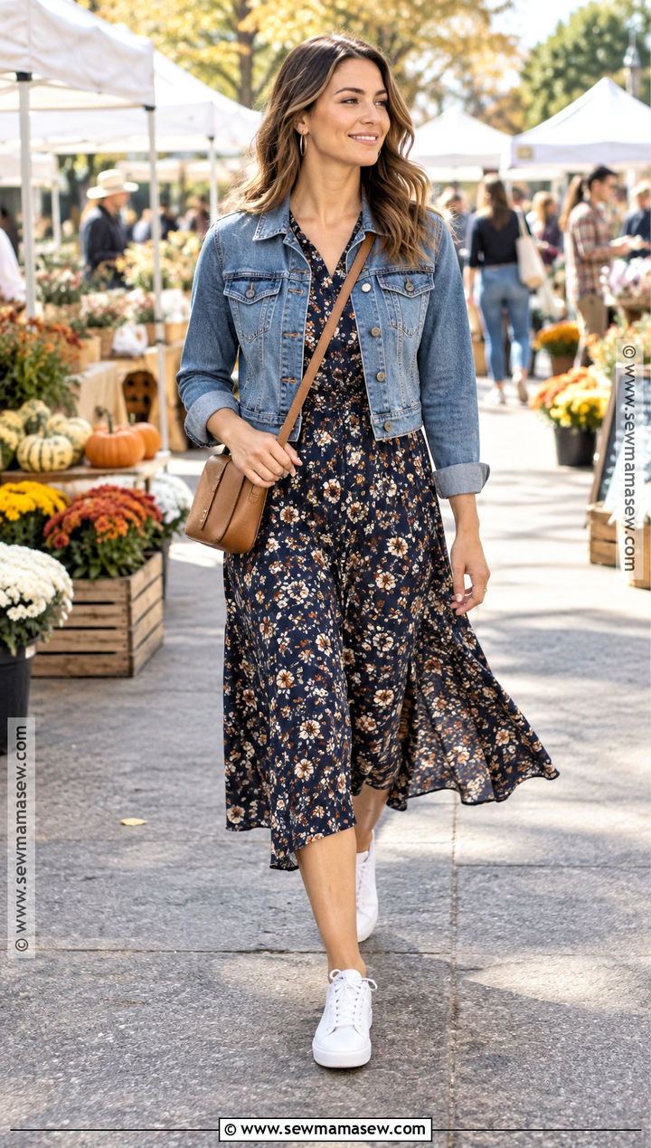 Fall Outfit With Midi Dress And Sneakers - 20 fall packing list outfits
