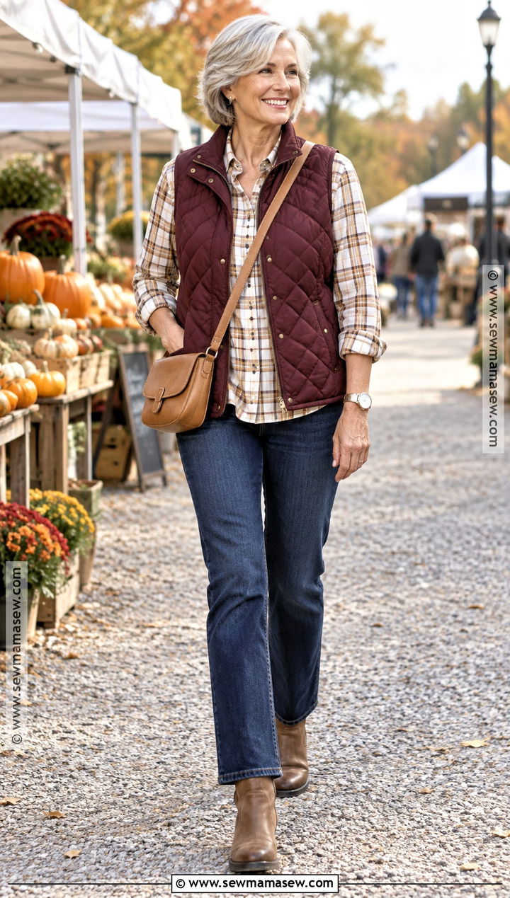 Fall Outfit With a Quilted Vest - 15 fall wardrobe 2026 over 60 ideas