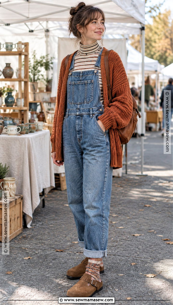 Fall Overalls And Cardigan Outfit - 25 layering outfits fall