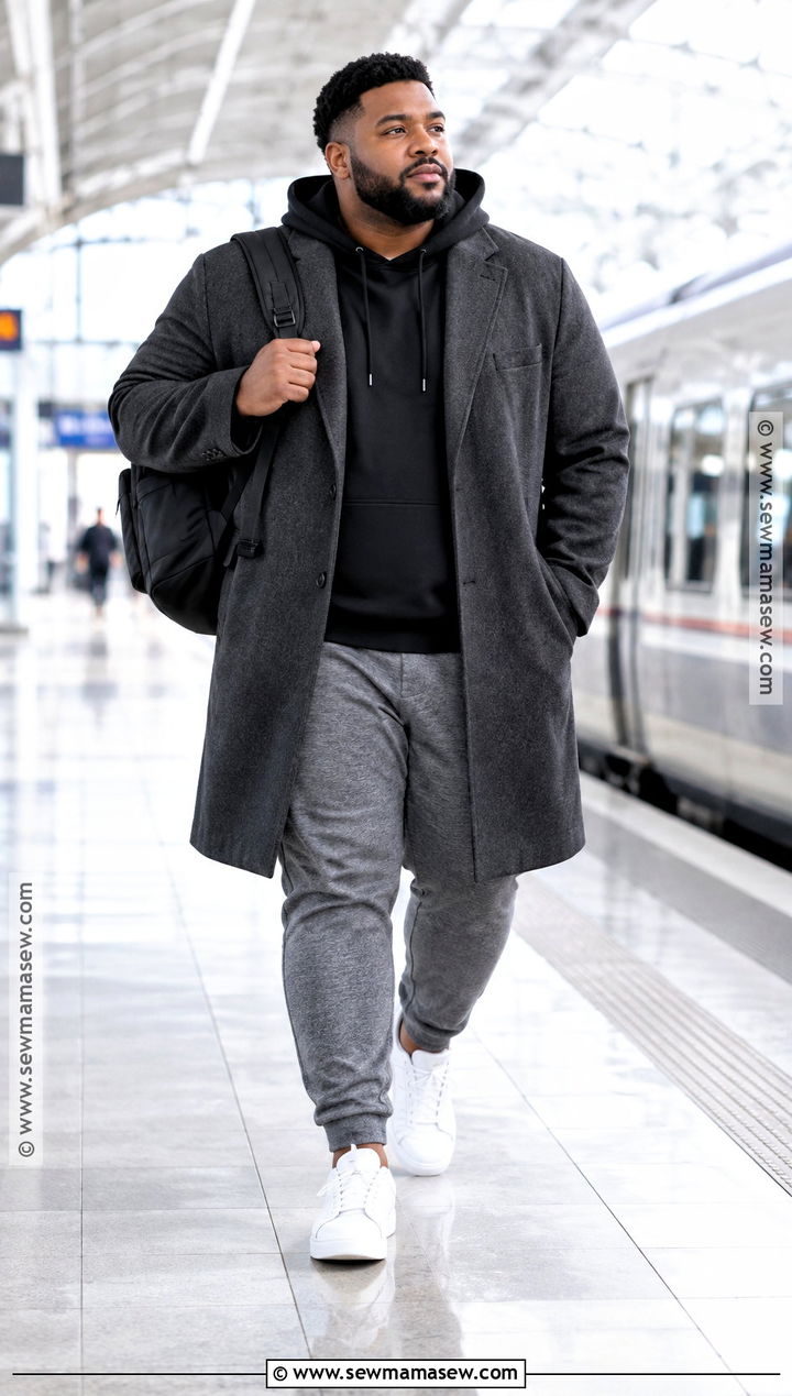 Fall Overcoat With Hoodie And Joggers - 15 mens plus size fall fashion ideas