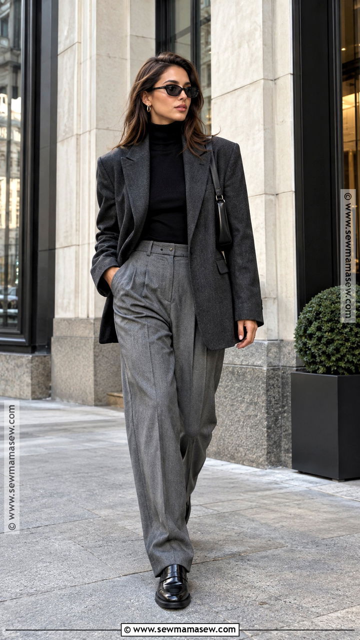 Fall Oversized Blazer And Trousers Outfit - 20 cool girl outfits fall
