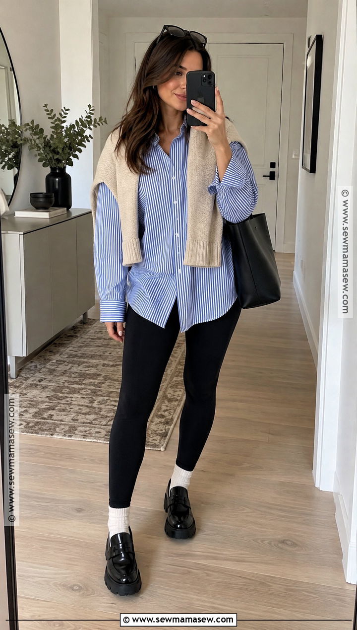 Fall Oversized Shirt and Leggings Outfit - 15 2026 fall fits