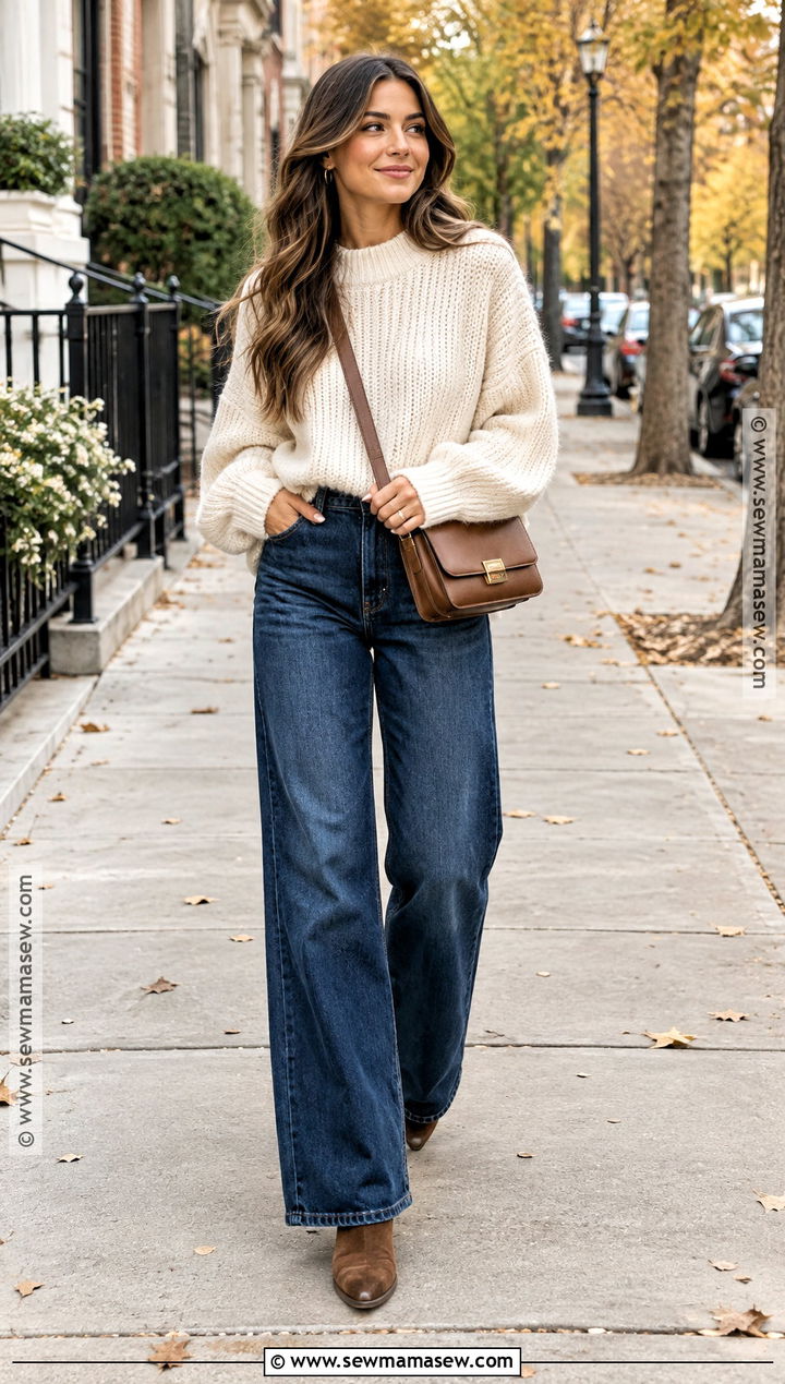 Fall Oversized Sweater And Wide Leg Jeans Outfit - 15 fall fashion 2026 women casual ideas