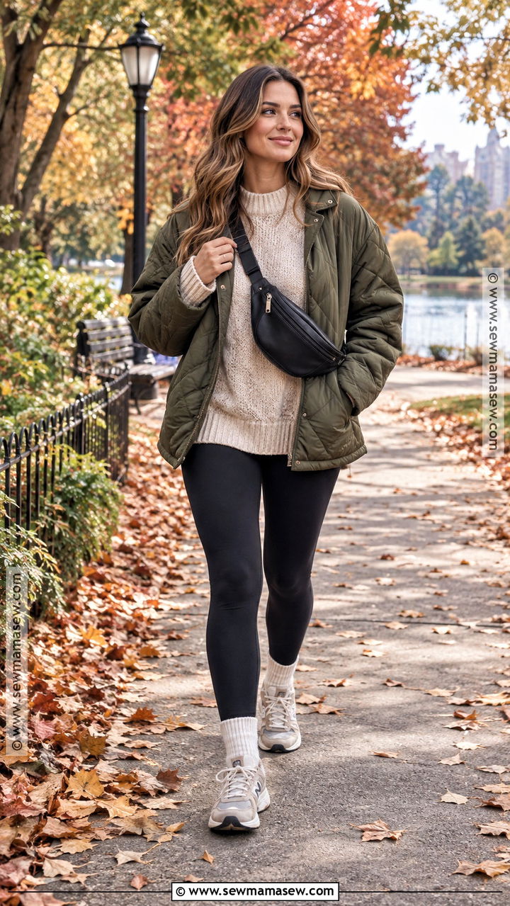 Fall Park Date Outfit With Quilted Jacket And Leggings - 20 fall date outfit ideas