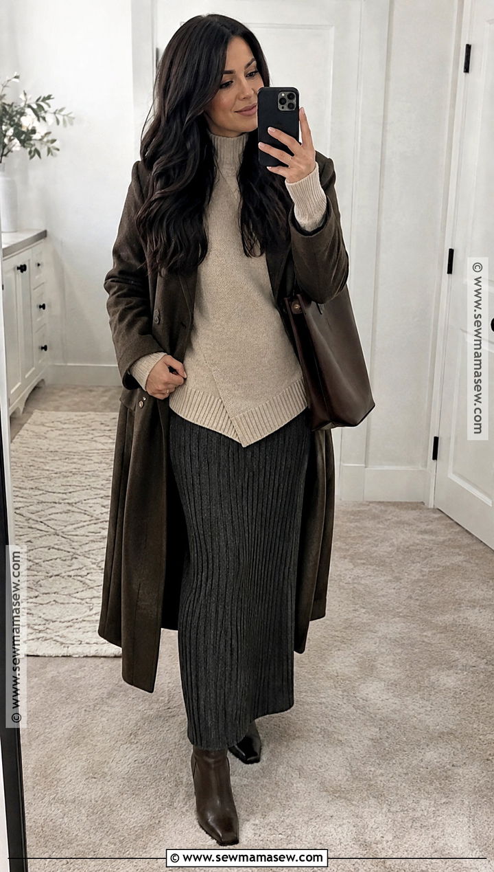 Fall Pentecostal Knit Maxi Skirt And Tunic Sweater Outfit - 15 fall pentecostal outfits