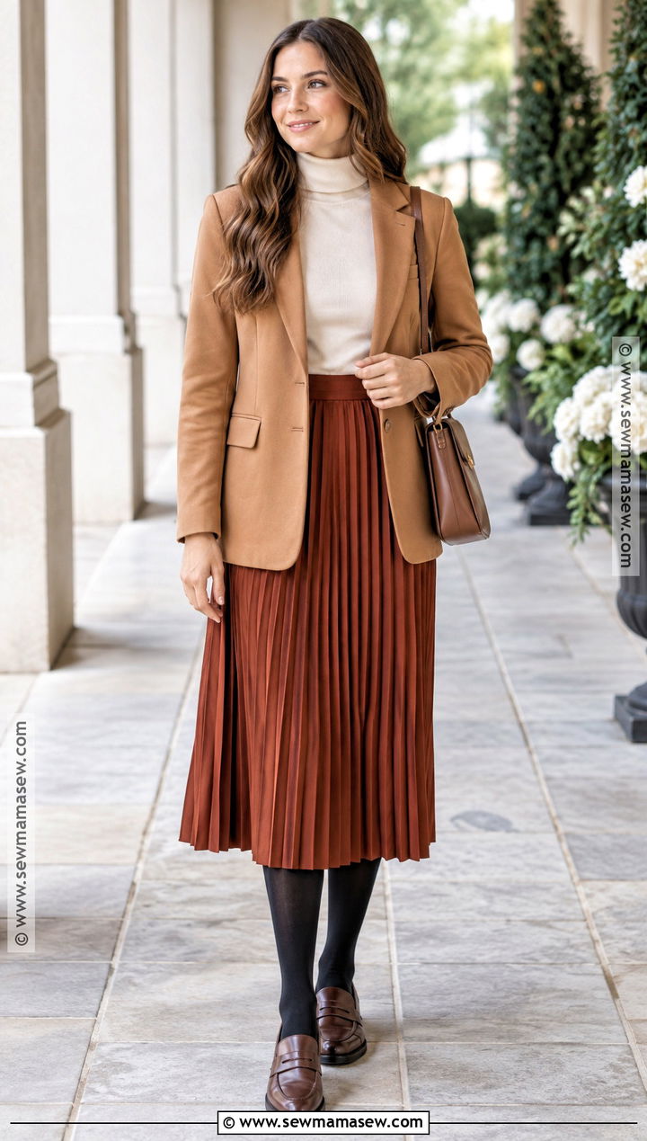 Fall Pentecostal Turtleneck And Pleated Midi Skirt Outfit - 15 fall pentecostal outfits