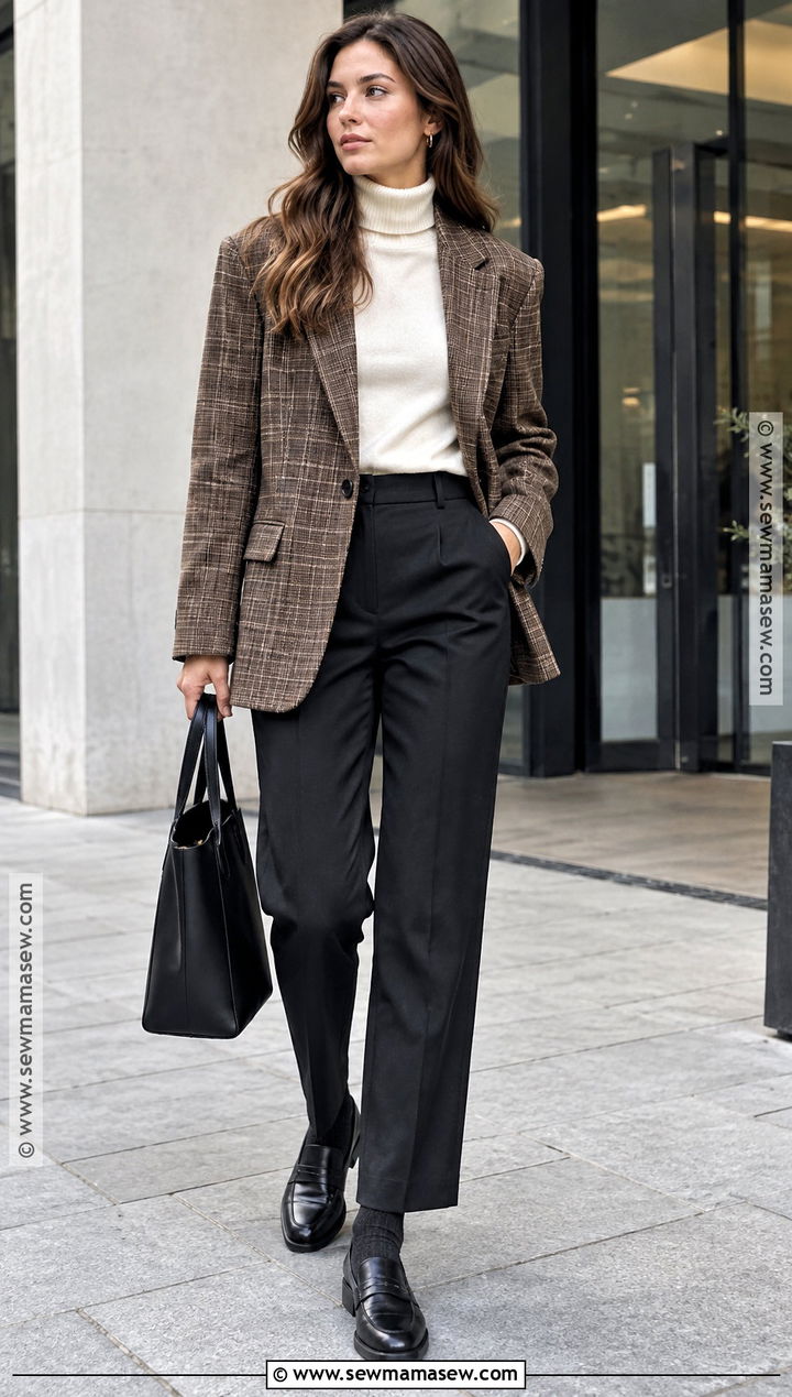 Fall Plaid Blazer Outfit With Loafers - 20 fall aesthetic fashion ideas
