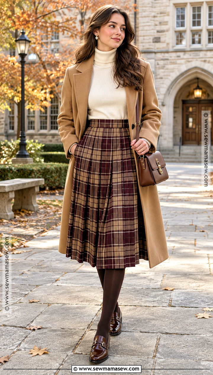 Fall Plaid Skirt And Turtleneck Outfit - 15 Fall Feminine Style Ideas