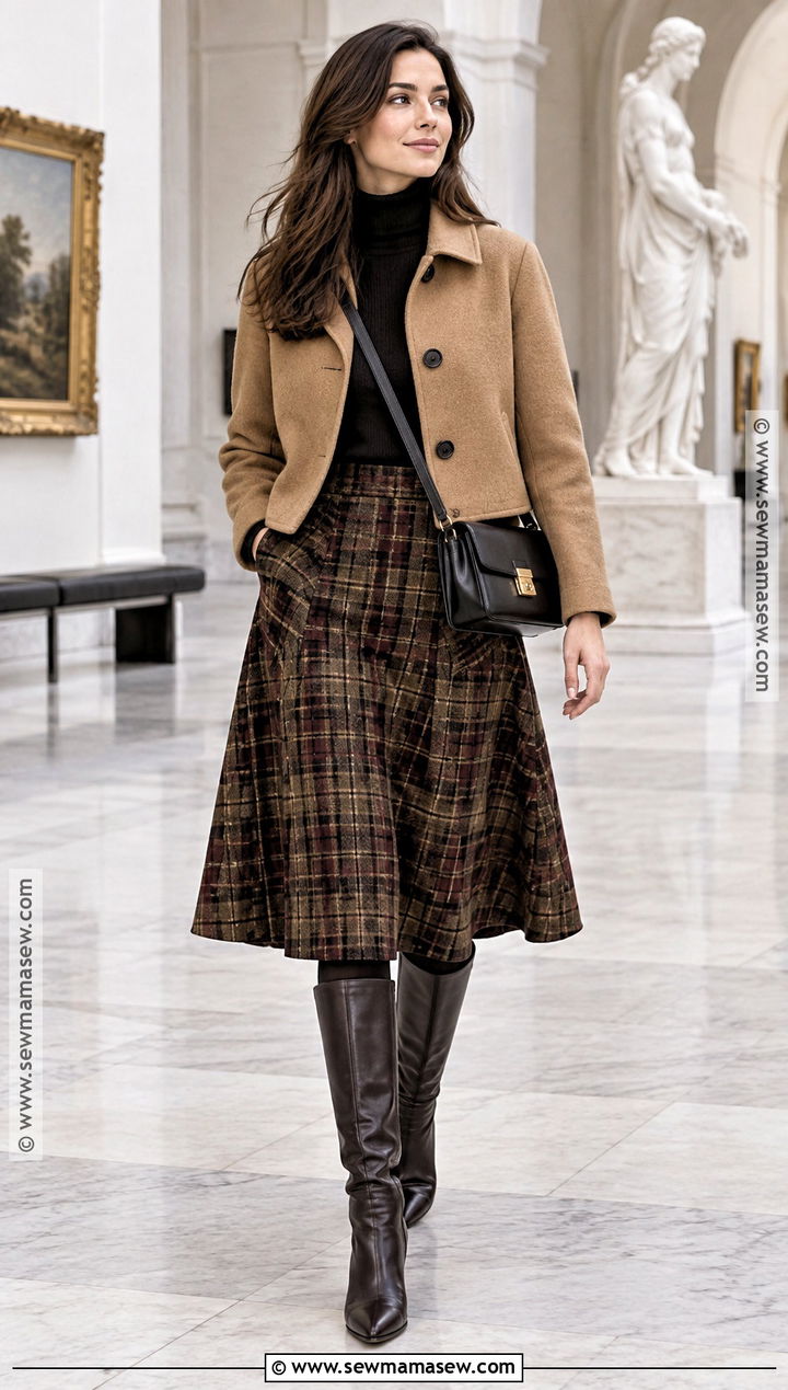 Fall Plaid Skirt And Turtleneck Outfit - 20 fall style inspiration ideas