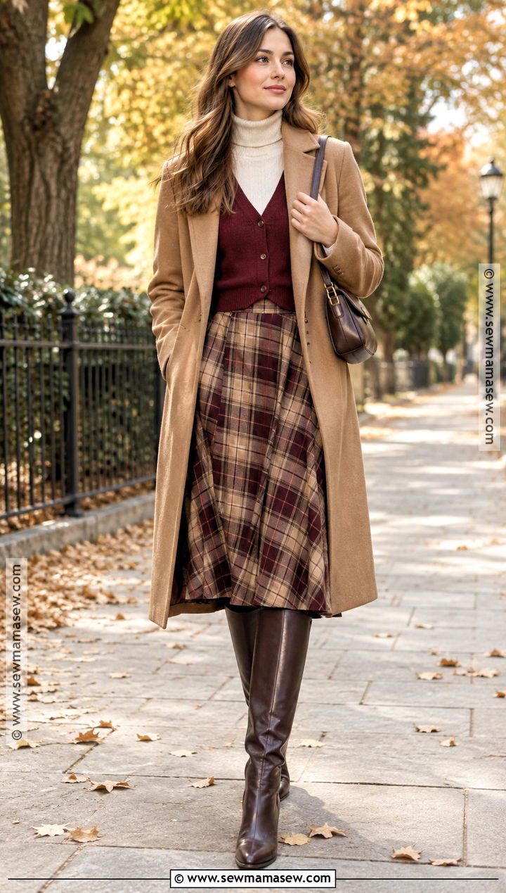 Fall Plaid Skirt And Turtleneck Outfit - 25 layering outfits fall
