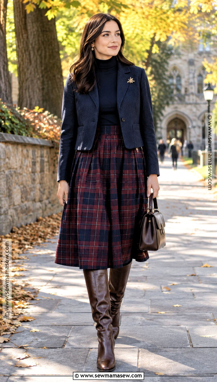 Fall Plaid Skirt Outfit With A Turtleneck - 20 fall outfits trendy