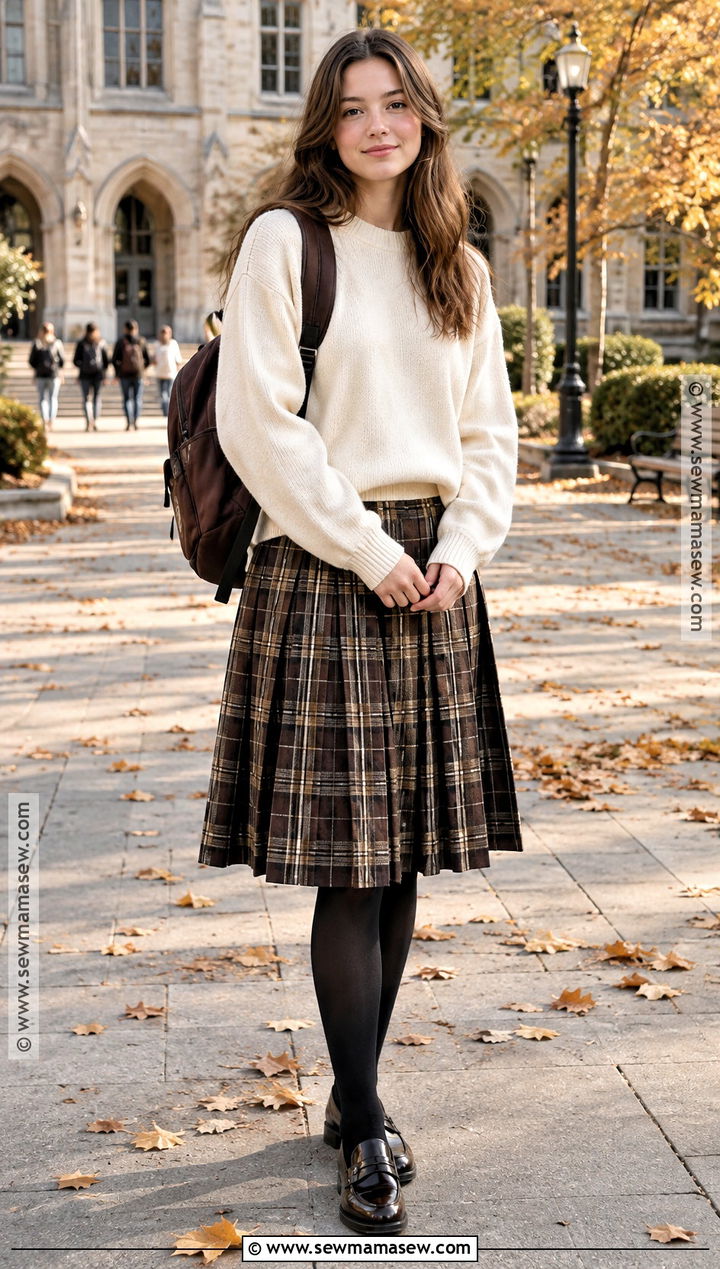 Fall Pleated Skirt And Oversized Sweater Outfit - 15 fall fashion inspiration ideas for teens
