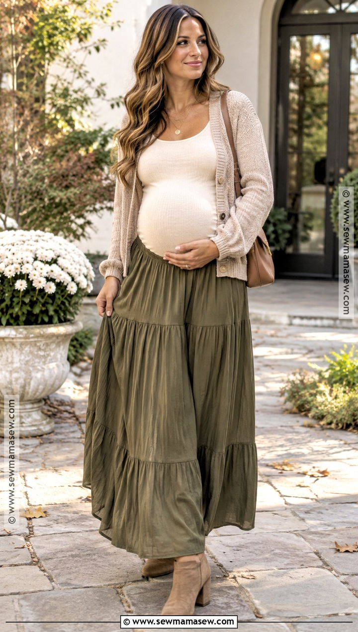 Fall Pregnancy Maxi Skirt Outfit - 25 pregnancy outfits fall