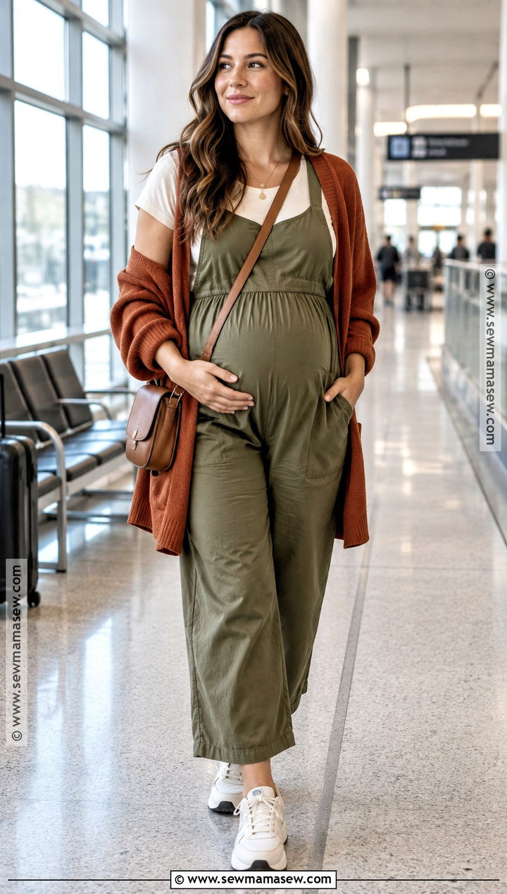 Fall Pregnancy Outfit With Jumpsuit And Cardigan - 25 fall pregnancy outfits