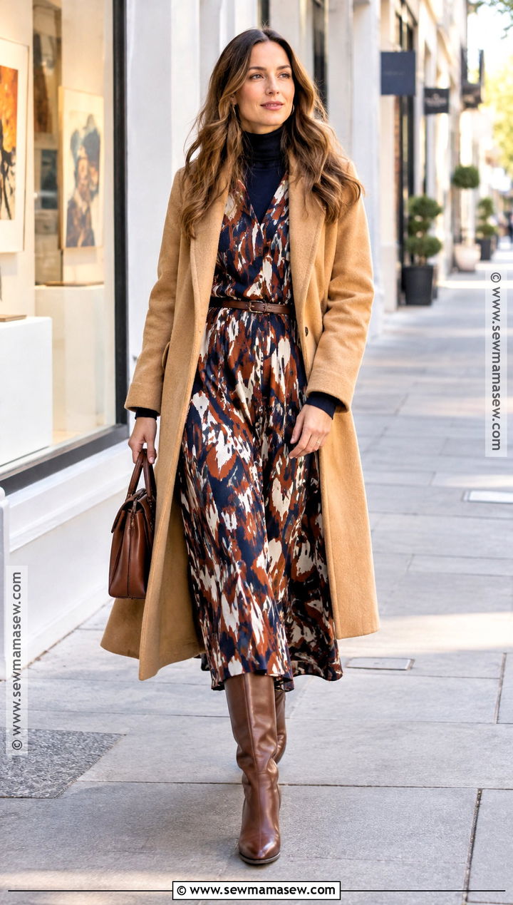 Fall Printed Midi Dress Outfit - 25 fall 20 fashion trends