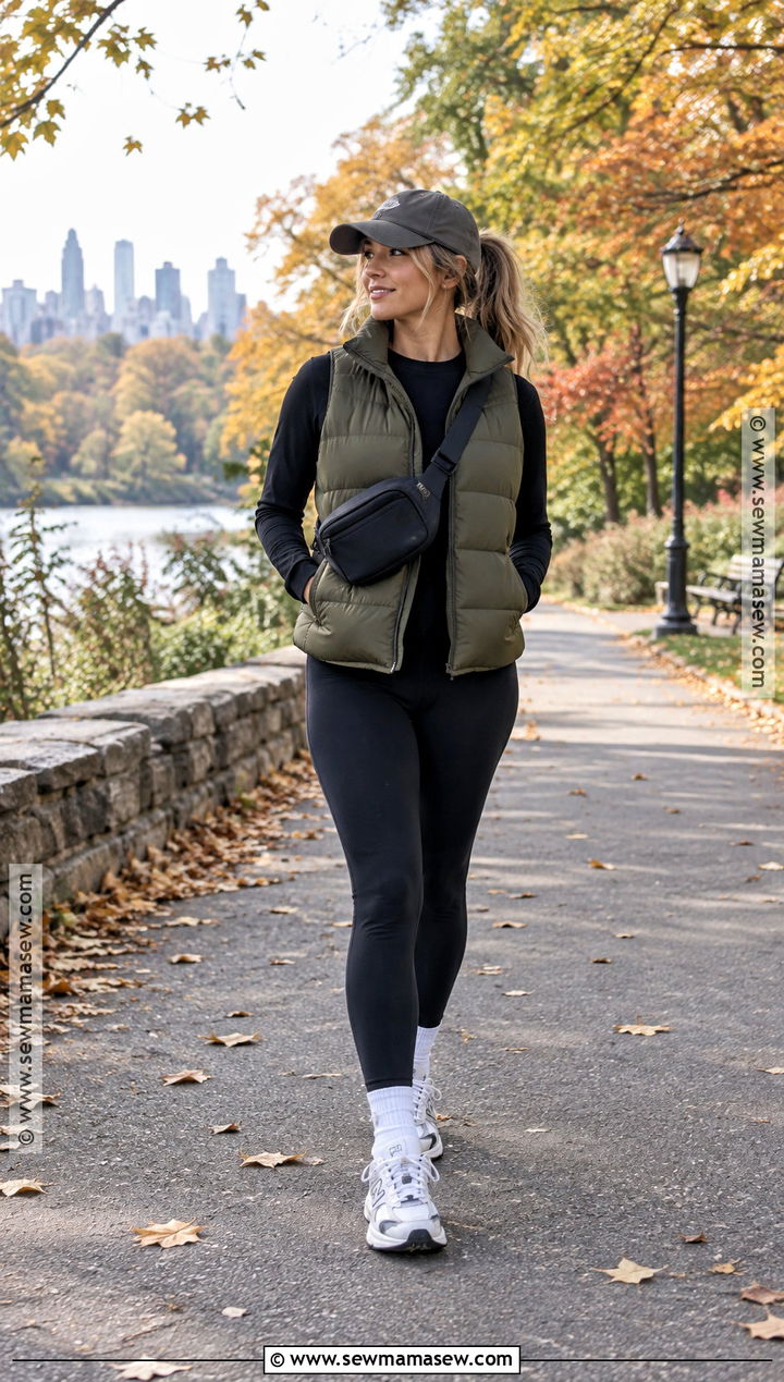 Fall Puffer Vest And Leggings Outfit - 25 fall looks for women