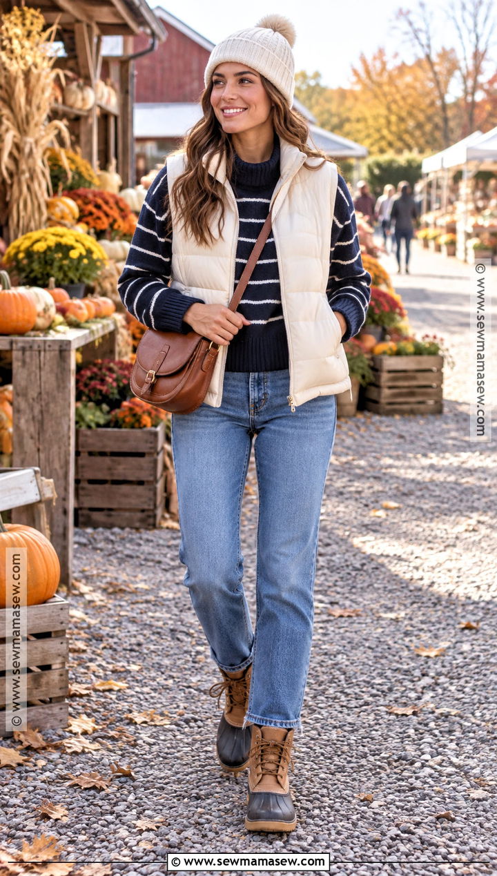 Fall Puffer Vest And Sweater Outfit - 25 fall inspired outfits