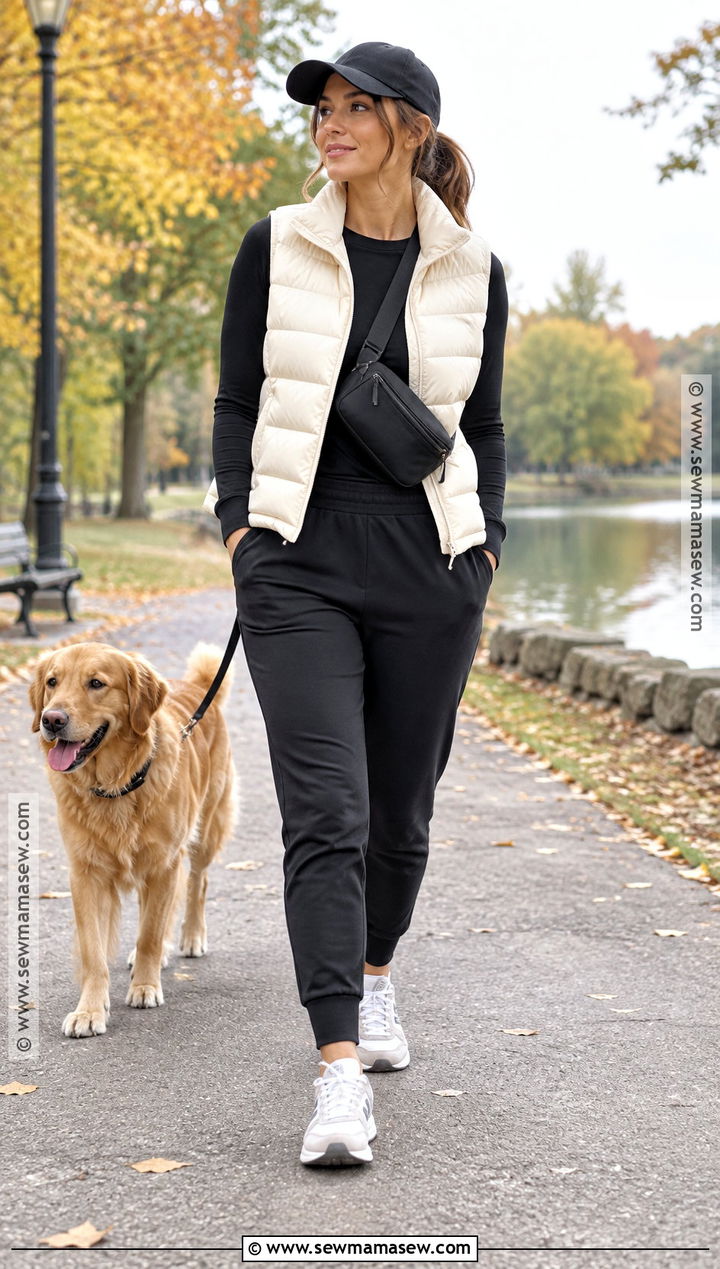 Fall Puffer Vest Outfit With Joggers - 25 fall outfit inspiration ideas