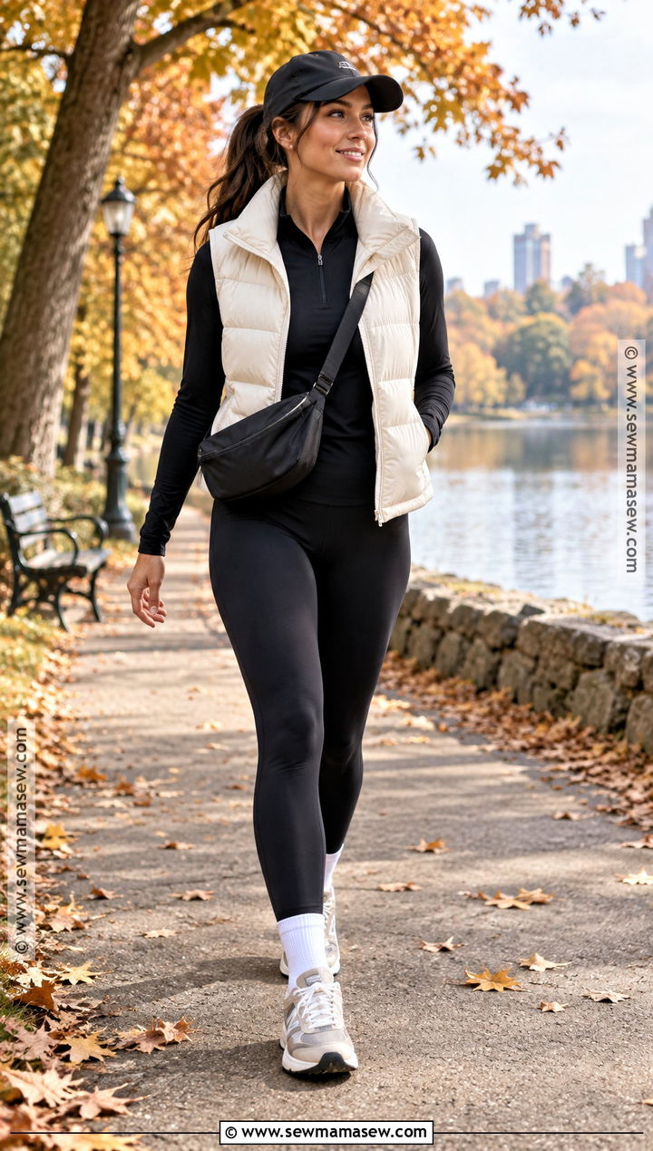 Fall Puffer Vest and Leggings Outfit - 30 fall fits