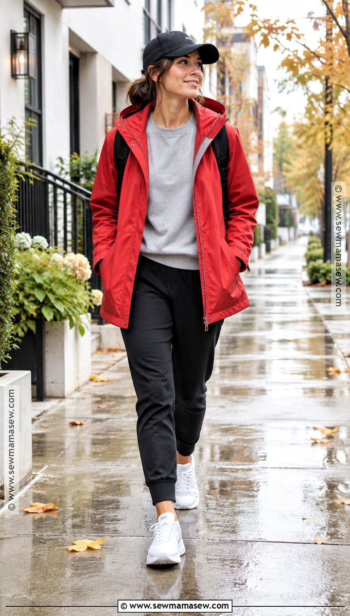 Fall Rain Baseball Cap And Raincoat Outfit - 20 Fall Rain Outfit Ideas