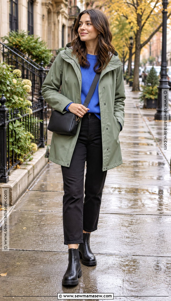 Fall Raincoat And Straight Leg Pants Outfit - 25 Fall Fit Inspo Ideas
