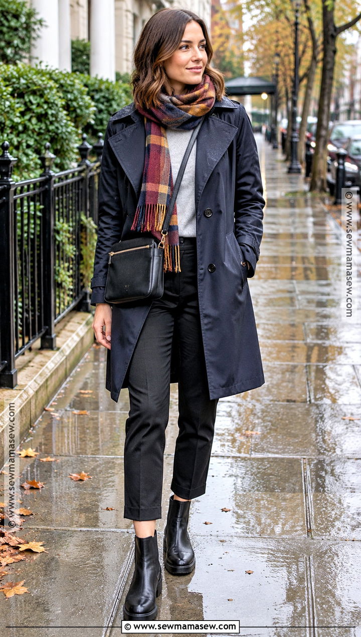 Fall Raincoat Outfit With Cropped Trousers - 25 fall outfit inspiration ideas