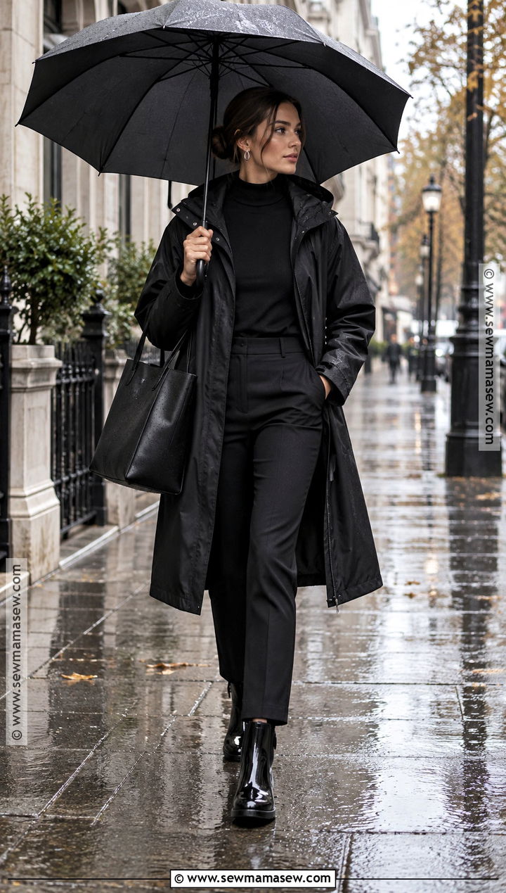 Fall Rainy Day All Black Outfit - 25 rainy day outfit fall ideas
