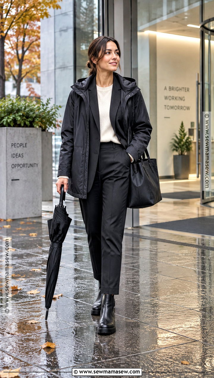 Fall Rainy Day Blazer And Trousers Outfit - 25 fall rainy day outfits