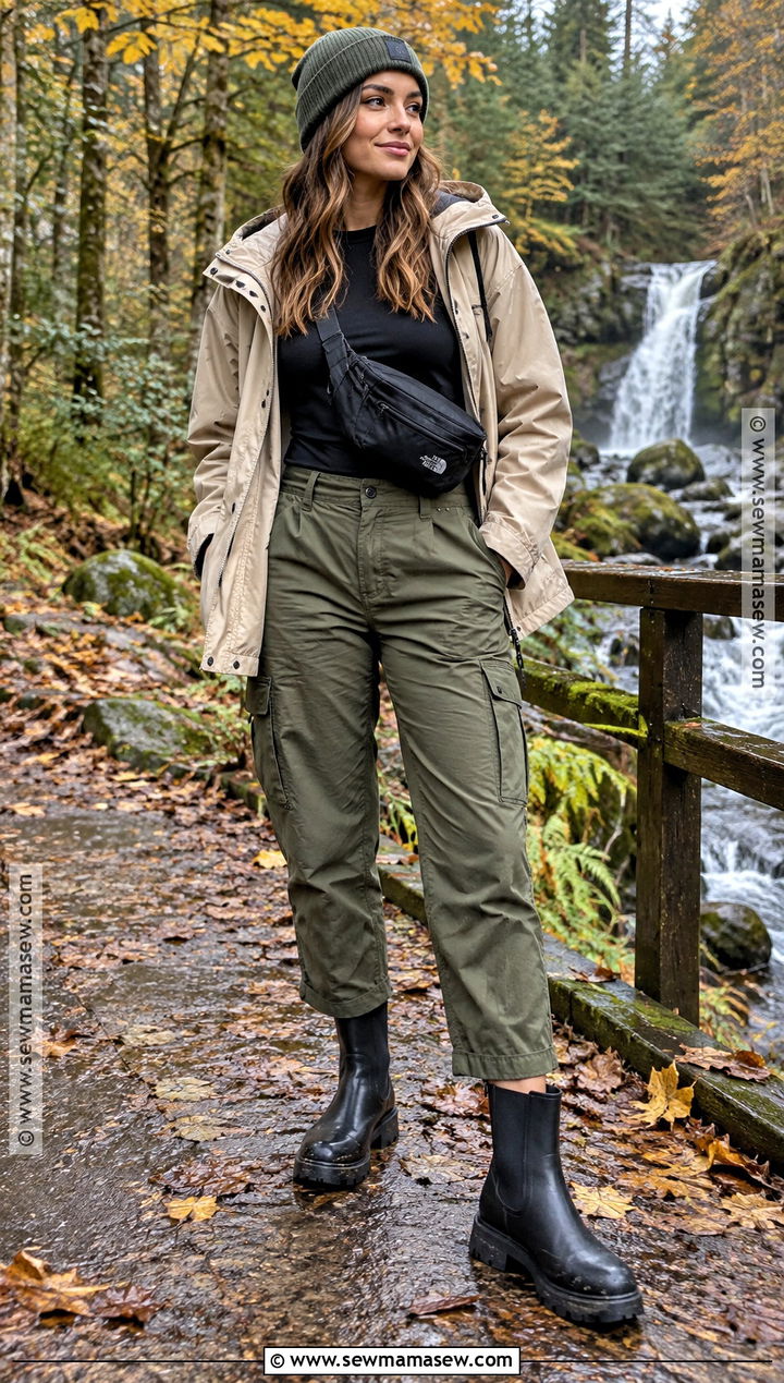 Fall Rainy Day Cargo Pants Outfit - 20 cute rainy day outfit fall ideas
