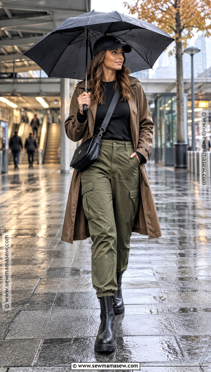 Fall Rainy Day Cargo Pants Outfit - 15 fall outfits women rainy day