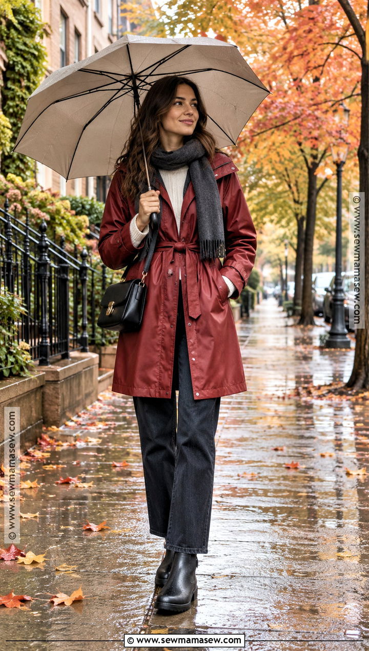 Fall Rainy Day Colorful Raincoat Outfit - 15 fall outfits women rainy day
