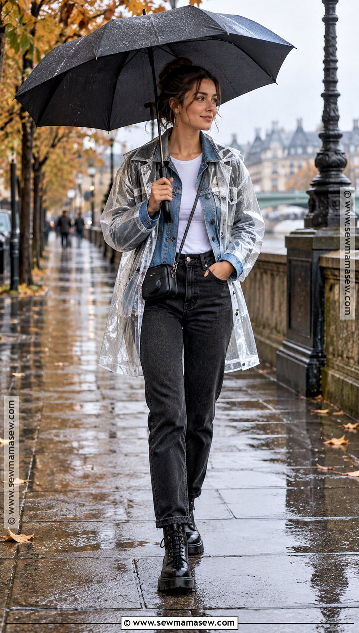 Fall Rainy Day Denim Layer Outfit - 15 fall raining day outfit ideas