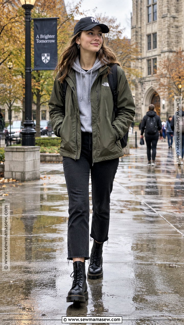 Fall Rainy Day Hoodie And Jeans Outfit - 20 cute rainy day outfit fall ideas