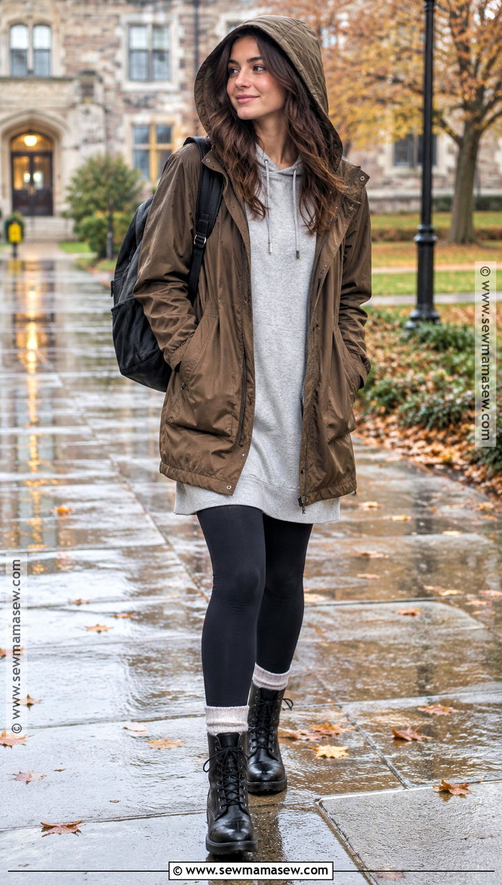 Fall Rainy Day Hoodie Dress Outfit - 15 fall outfits women rainy day
