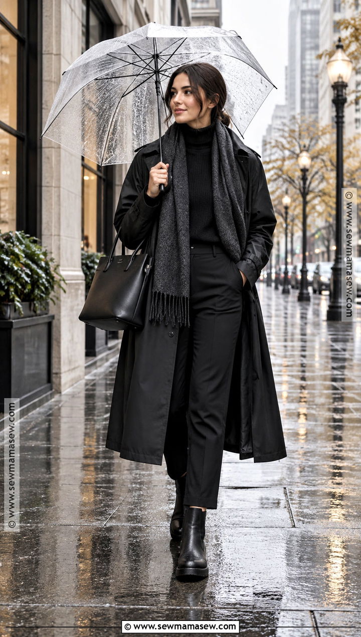 Fall Rainy Day Monochrome Black Outfit - 25 fall rainy day outfits