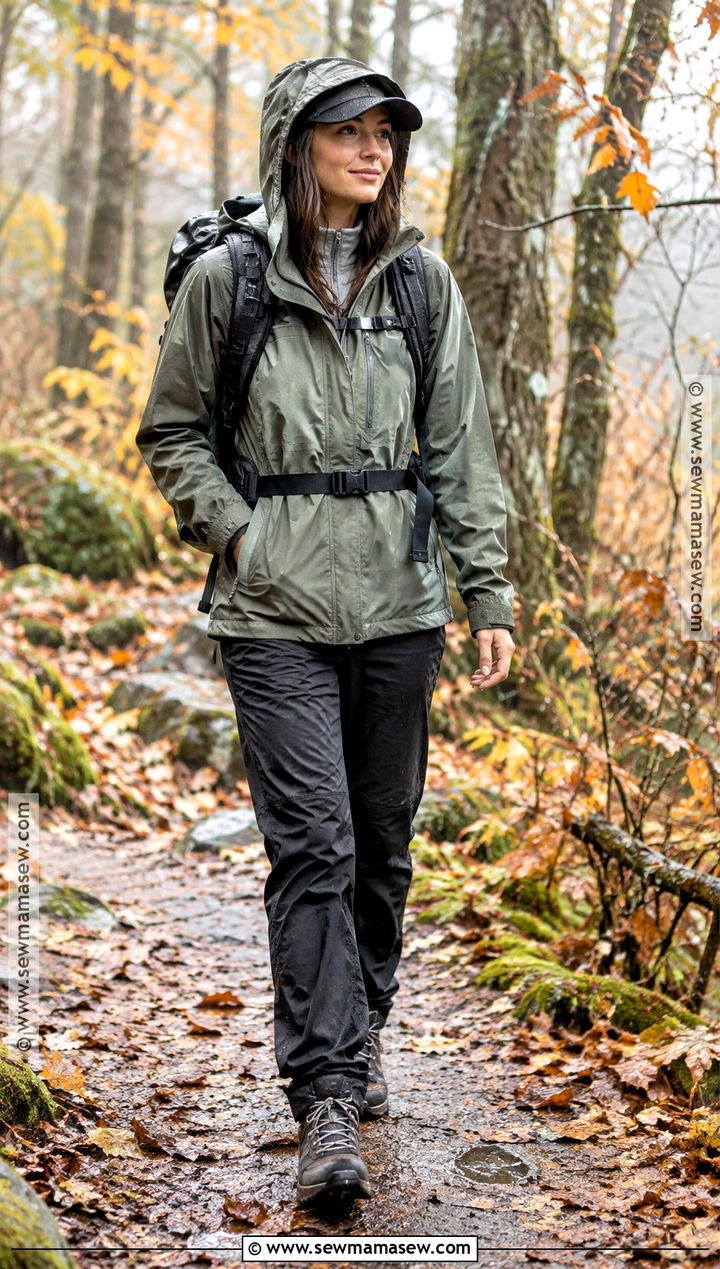 Fall Rainy Day Outfit With Shell Jacket and Hiking Boots - 20 fall outdoorsy outfits