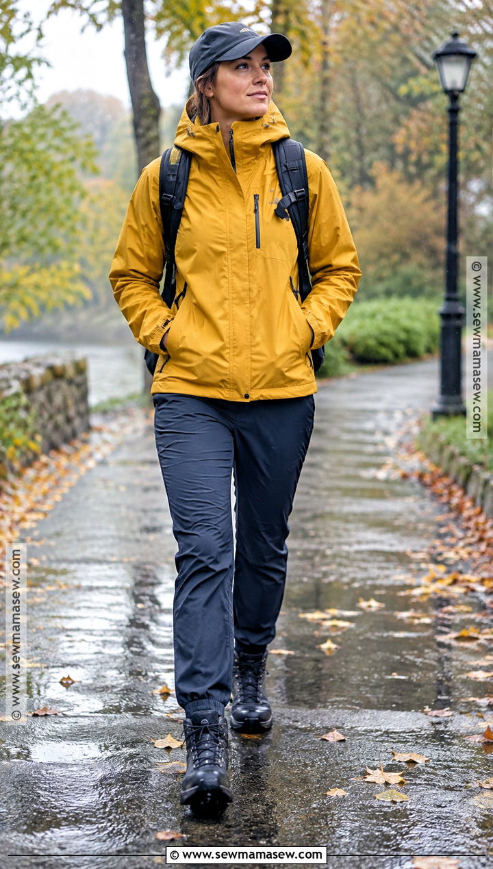 Fall Rainy Day Outfit With Shell Jacket and Hiking Pants - 15 outdoor outfits for women fall
