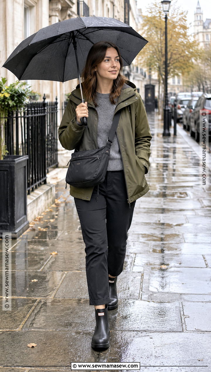 Fall Rainy Day Outfit With Waterproof Jacket - 15 fall capsule wardrobe 2026 travel ideas