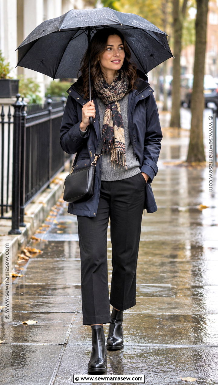 Fall Rainy Day Outfit With Waterproof Jacket - 15 10 Days Travel Outfits Fall