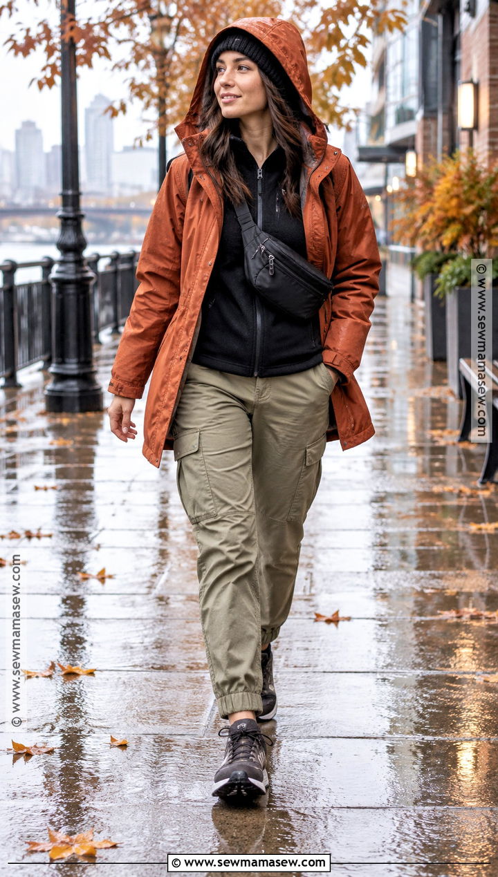 Fall Rainy Day Parka And Cargo Pants Outfit - 25 rainy day outfit fall ideas