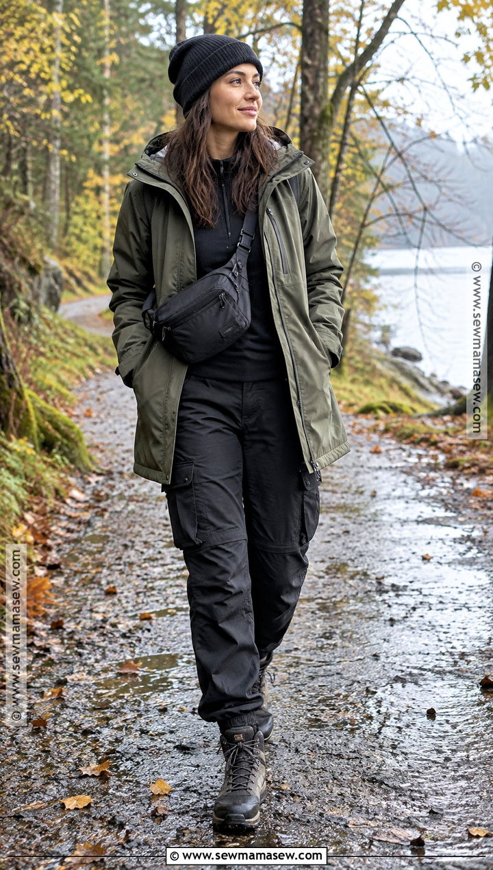 Fall Rainy Day Parka And Cargo Pants Outfit - 15 fall raining day outfit ideas