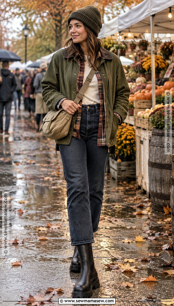 Fall Rainy Day Plaid Shirt Outfit - 15 fall outfits women rainy day