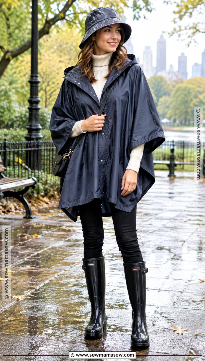 Fall Rainy Day Poncho Outfit - 15 fall raining day outfit ideas