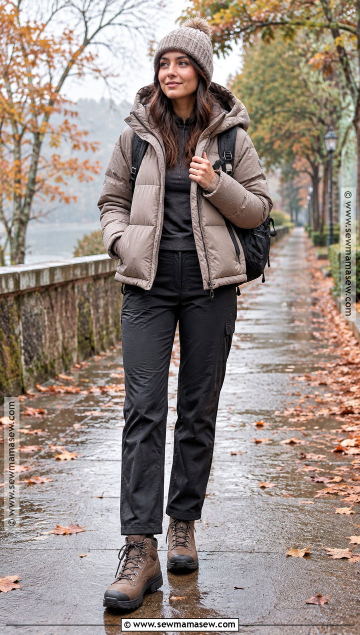 Fall Rainy Day Puffer Jacket Outfit - 20 cute rainy day outfit fall ideas