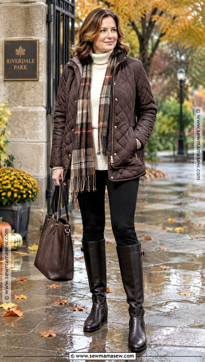 Fall Rainy Day Quilted Jacket Outfit - 20 cute rainy day outfit fall ideas