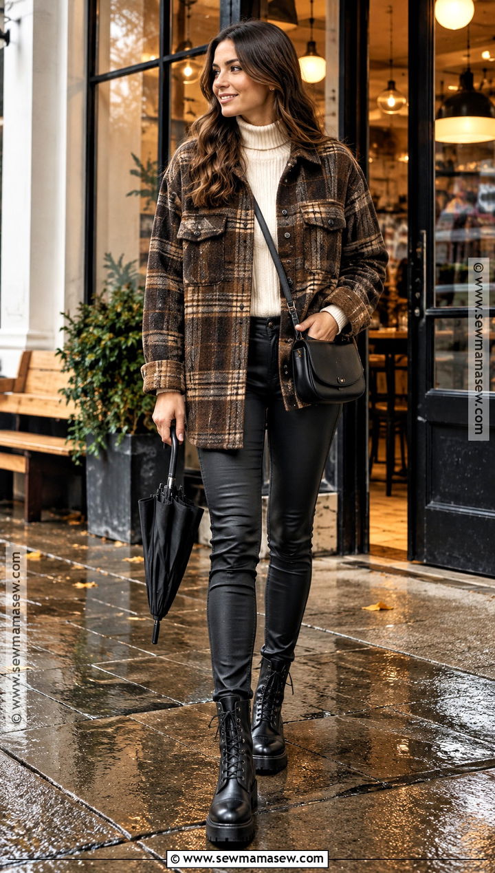 Fall Rainy Day Shacket Outfit - 20 cute rainy day outfit fall ideas