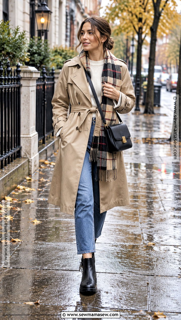 Fall Rainy Day Trench Coat And Jeans Outfit - 25 rainy day outfit fall ideas