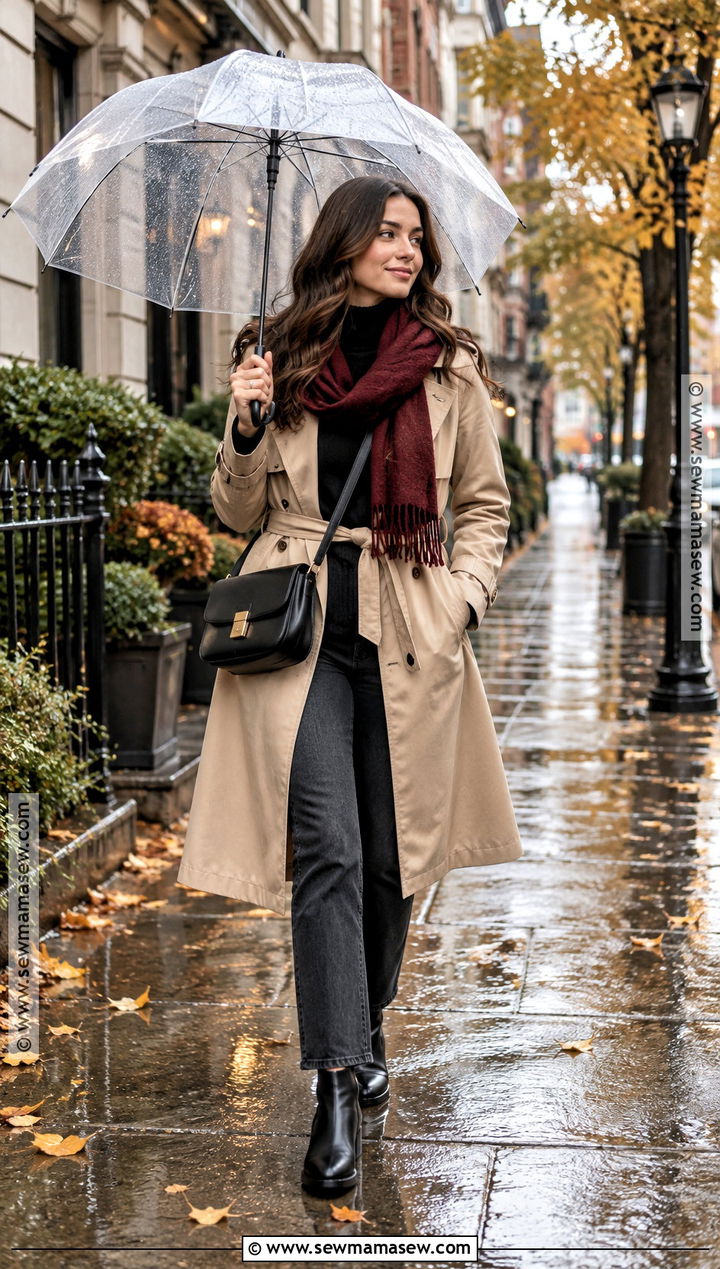 Fall Rainy Day Trench Coat And Jeans Outfit - 25 fall rainy day outfits