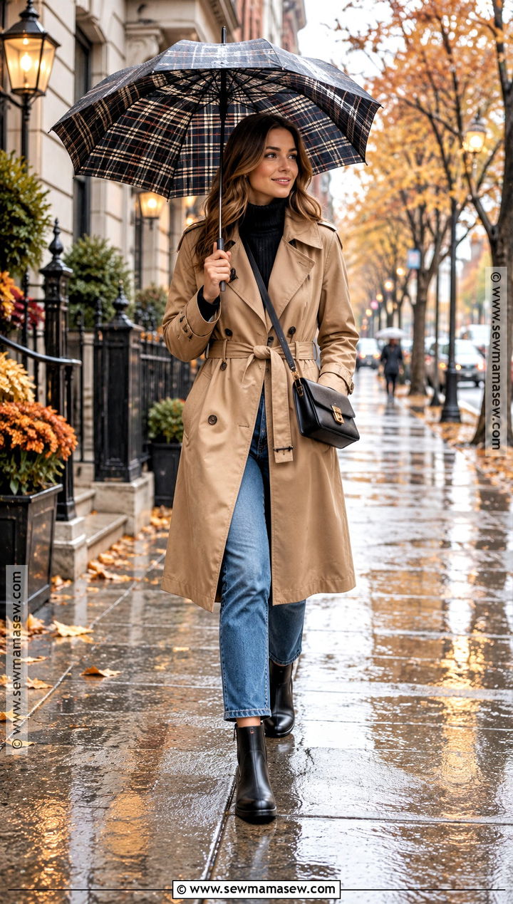 Fall Rainy Day Trench Coat Outfit - 20 cute rainy day outfit fall ideas