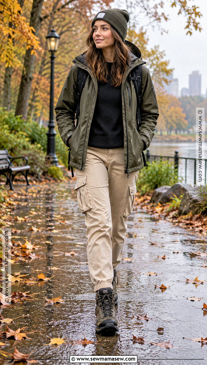Fall Rainy Day Utility Jacket And Cargo Pants Outfit - 25 fall rainy day outfits